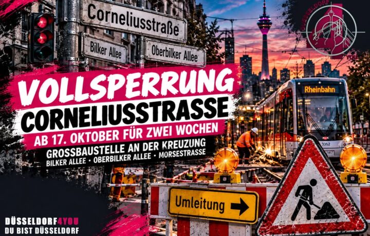 ☝️🫵👉 VOLLSPERRUNG AN DER CORNELIUSSTRASSE – DÜSSELDORFS INNENSTADT STEHEN ZWEI SCHWIERIGE VERKEHRSWOCHEN…