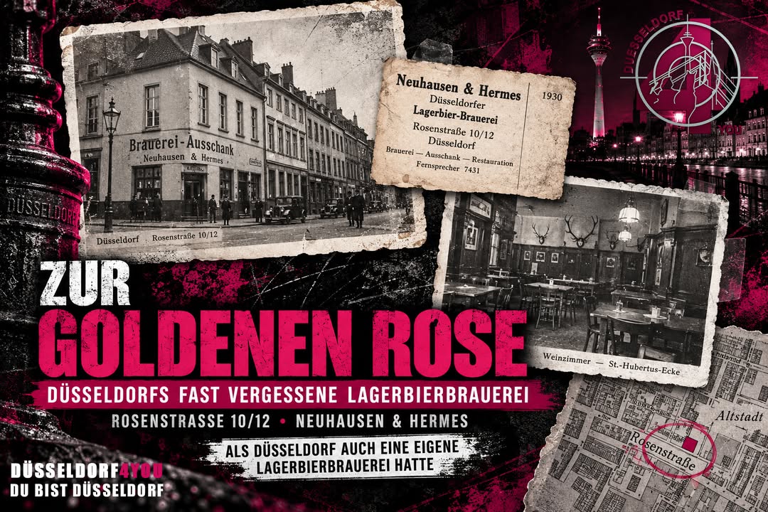 ☝️🫵👉 ZUR GOLDENEN ROSE: ALS DÜSSELDORF AUCH EINE EIGENE LAGERBIERBRAUEREI HATTE