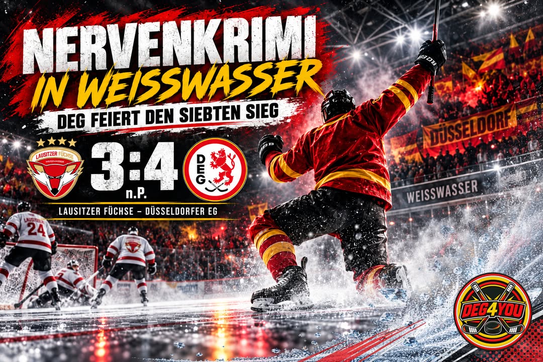 🏒🔴🟡 NERVENKRIMI IN WEISSWASSER – DEG FEIERT DEN SIEBTEN SIEG