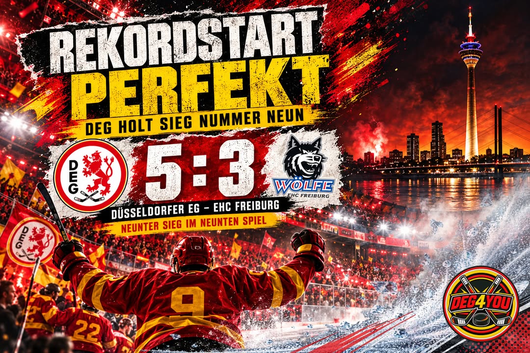 🏒🔴🟡 REKORDSTART PERFEKT – DEG HOLT SIEG NUMMER NEUN