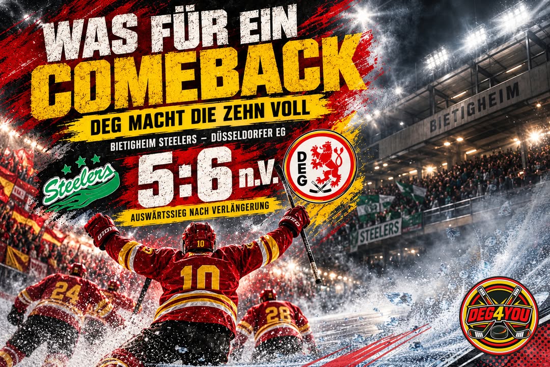 🏒🔴🟡 WAS FÜR EIN COMEBACK – DEG MACHT DIE ZEHN VOLL
