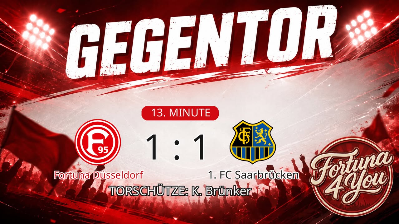 Gegentor. Torschütze: K. Brünker. (13. Minute) Neuer Spielstand: 1:1.