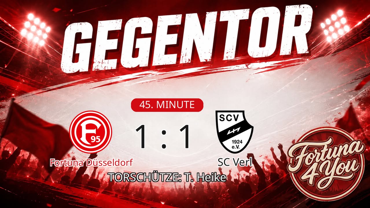 Gegentor. Torschütze: T. Heike. (45. Minute) Neuer Spielstand: 1:1.