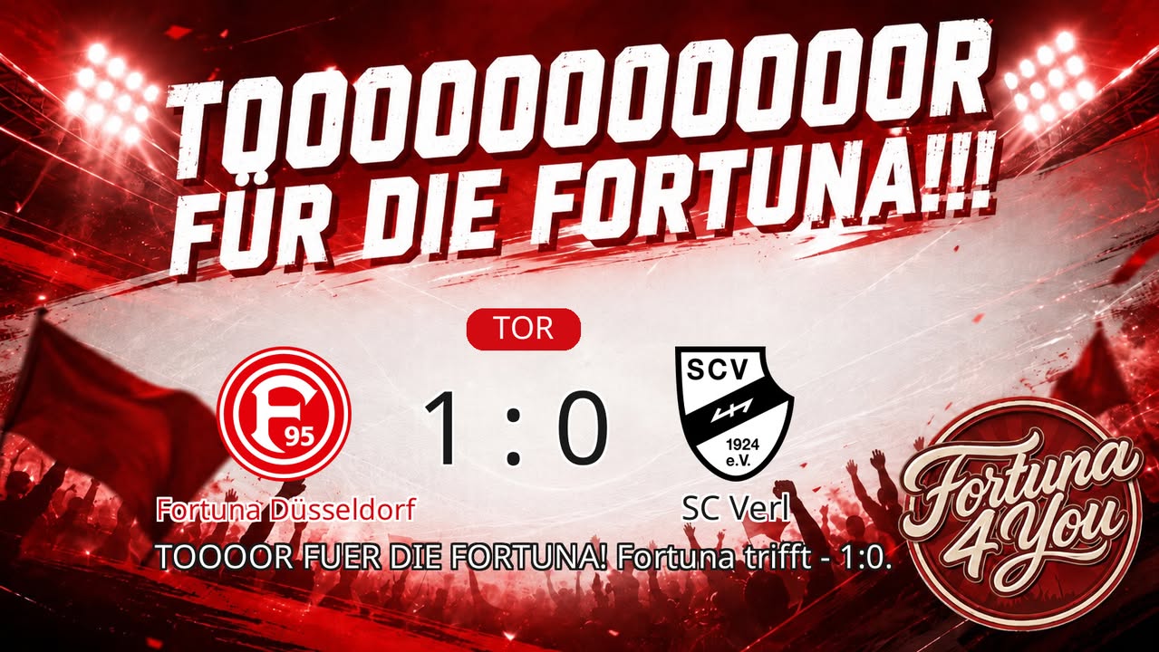 TOOOR für die Fortuna! Neuer Spielstand: 1:0.