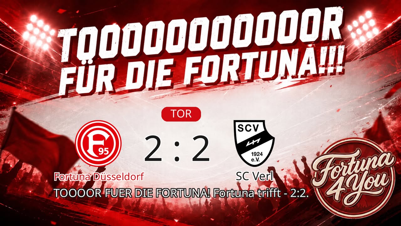 TOOOR für die Fortuna! Neuer Spielstand: 2:2.