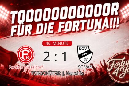 TOOOR für die Fortuna! Torschütze: J. Hendrix. (46. Minute) Neuer Spielstand: 2:1.