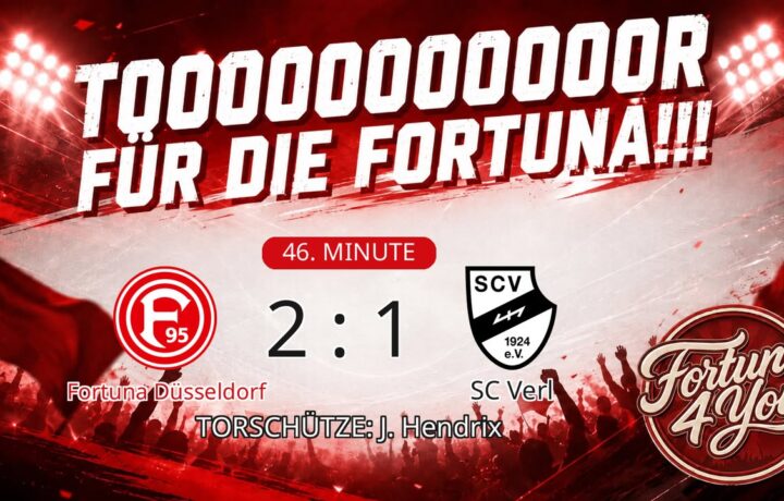 TOOOR für die Fortuna! Torschütze: J. Hendrix. (46. Minute) Neuer Spielstand: 2:1.