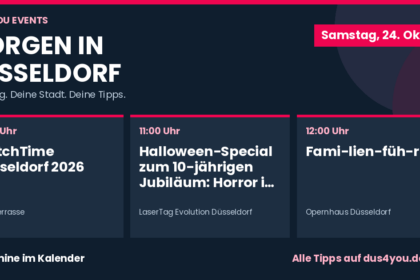 Morgen in Düsseldorf · 24.10.2026 · WatchTime Düsseldorf 2026 · Halloween-Special zum 10-jährigen Jubiläum: Horror in allen Erlebniswelten – und Monster, die sich bekämpfen lassen · Fami­lien­füh­rung