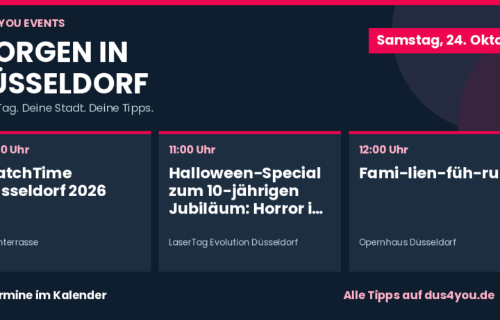 Morgen in Düsseldorf · 24.10.2026 · WatchTime Düsseldorf 2026 · Halloween-Special zum 10-jährigen Jubiläum: Horror in allen Erlebniswelten – und Monster, die sich bekämpfen lassen · Familienführung