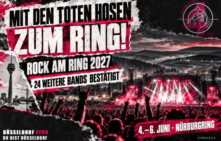 Festival-Symbolbild: Mit den Toten Hosen zum Ring – Rock am Ring 2027, 24 weitere Bands bestätigt, 4.–6. Juni am Nürburgring.